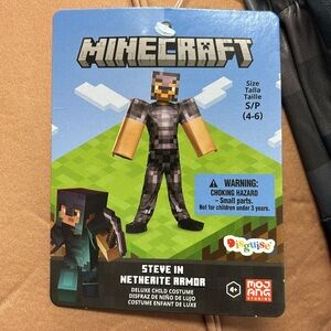 Kid Disguise Minecraft Steve In Netherite Armor Halloween Costume-Multiple Sizes